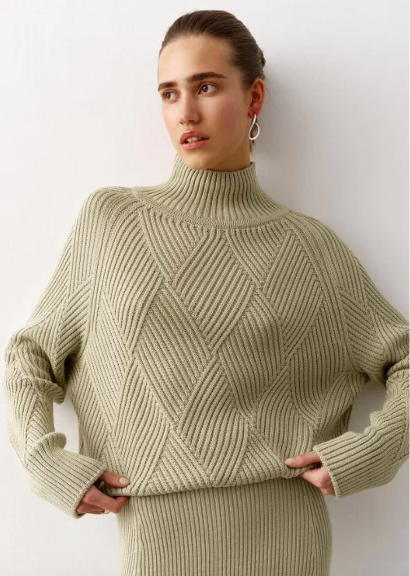 Nenya Fashion Limited - Wholesale Knit Sweater - Women's - High Neck Knitted Sweater With Geometric Print4