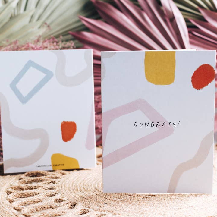 Congrats Card Paired with Silver Metallic Envelope for wholesale by Canyon Clay Creative