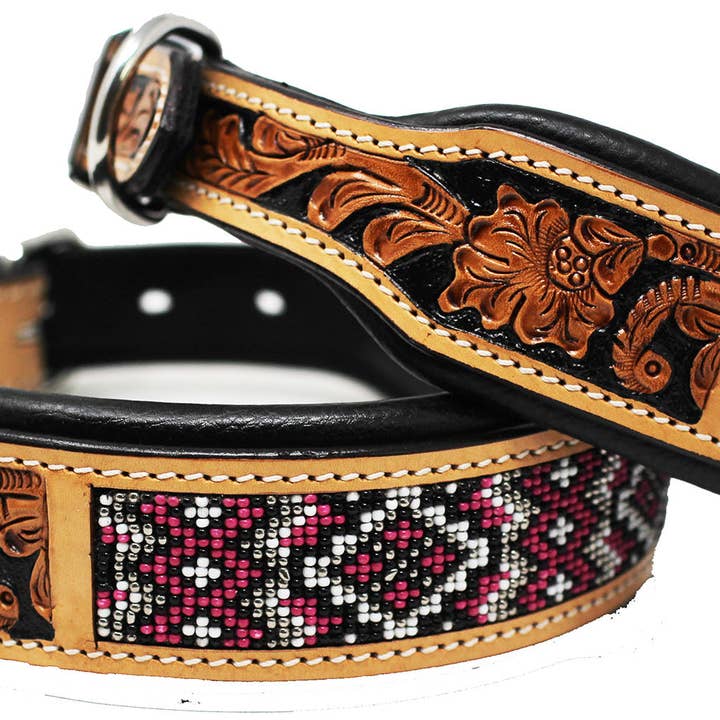 Dog Puppy Collar Genuine Cow Leather Padded Canine 60144 for wholesale by Challenger