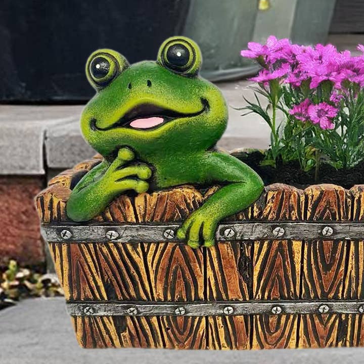 Santa’s Workshop Inc. - Wholesale Plant Pot - 9" Ceramic Frog Planter5