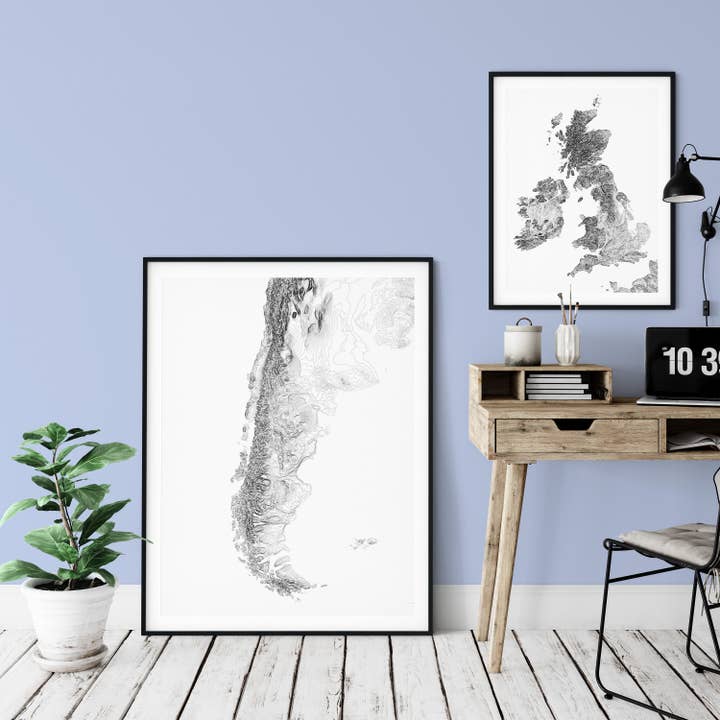 Argentina Topography Map - Poster Print, Canvas for wholesale by Nativah Chaya