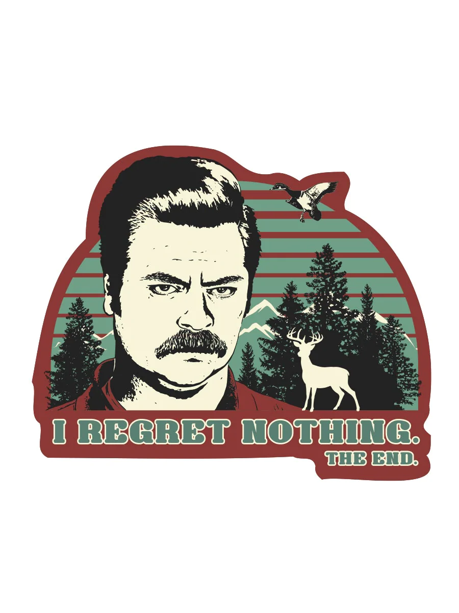 Papersalt - Wholesale Sticker - Parks and Rec: Ron Swanson "I Regret Nothing" Vinyl Sticker1