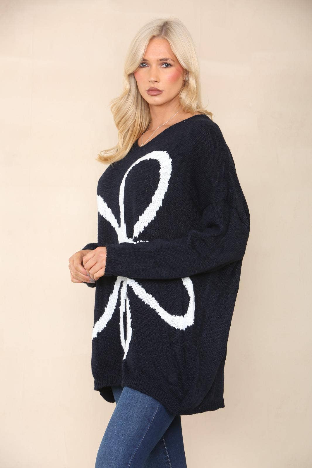 Miss Bold - Wholesale Tunic Sweater - Women's - Italian Oversized Floral Print Knitted Jumper Top22