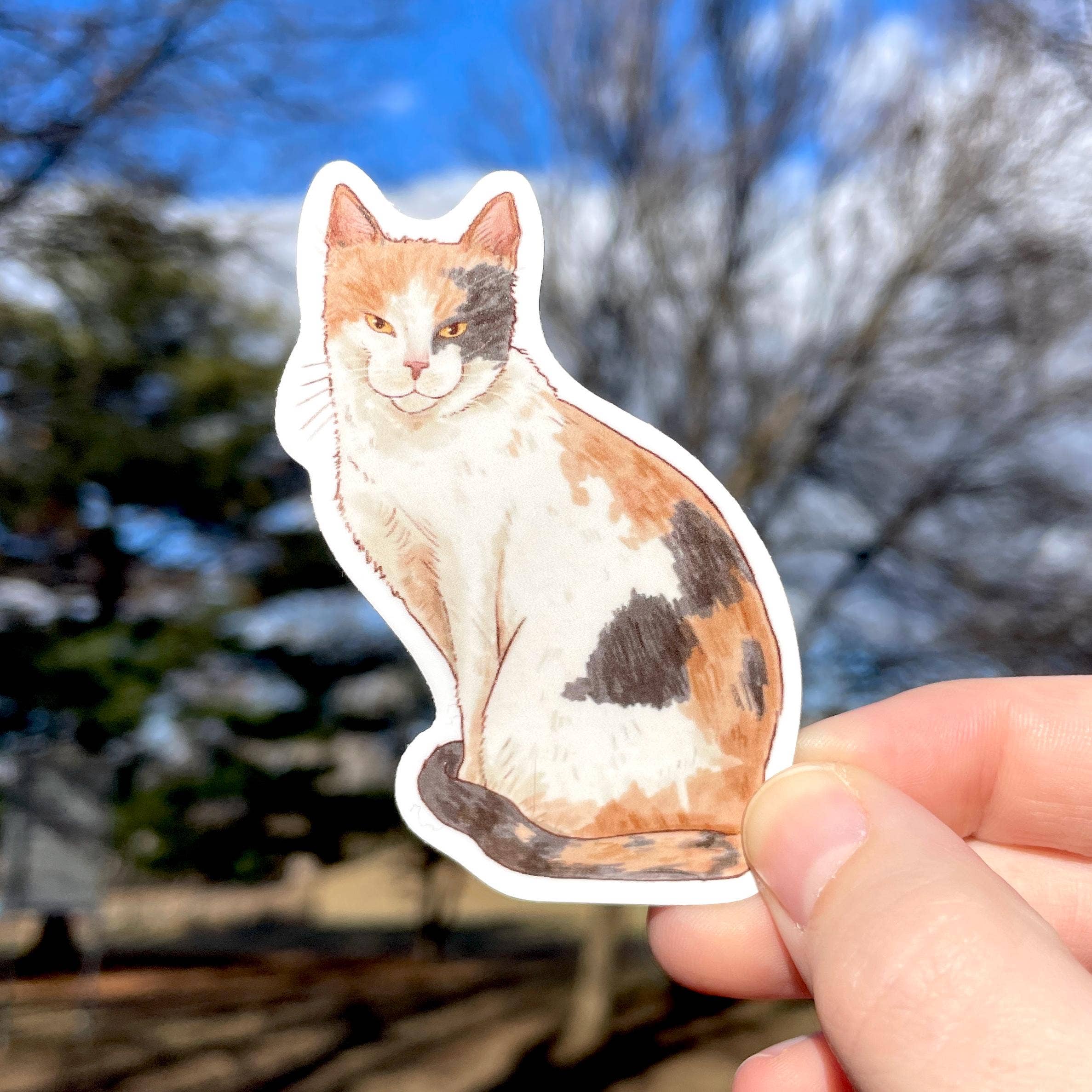 Art Fimbel - Wholesale Sticker - Pale Calico Cat, Premium Vinyl Sticker1