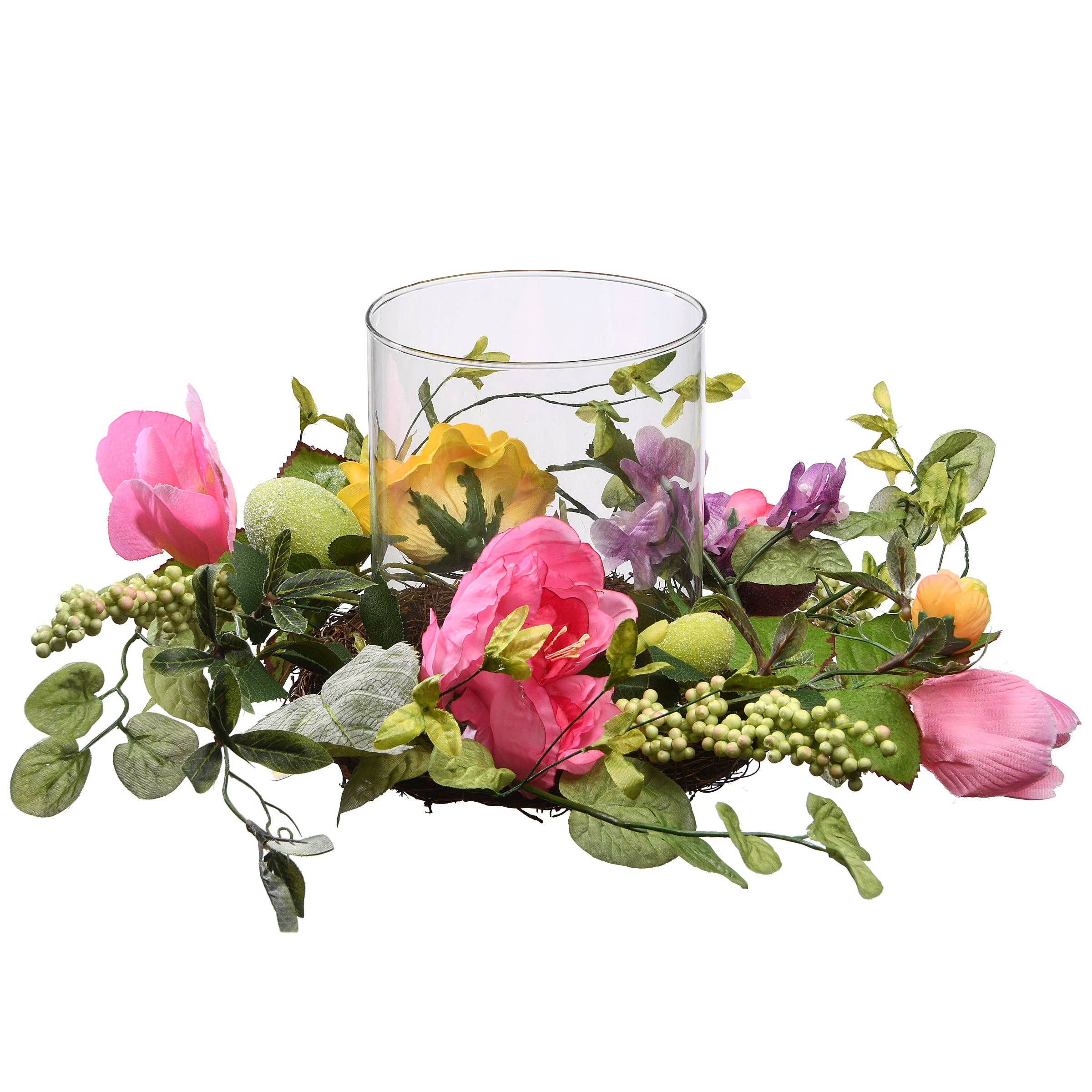 National Tree Company - Wholesale Candle Holder - 16 in. Easter Candleholder Decorated with Flower Blooms and Pastel Eggs0