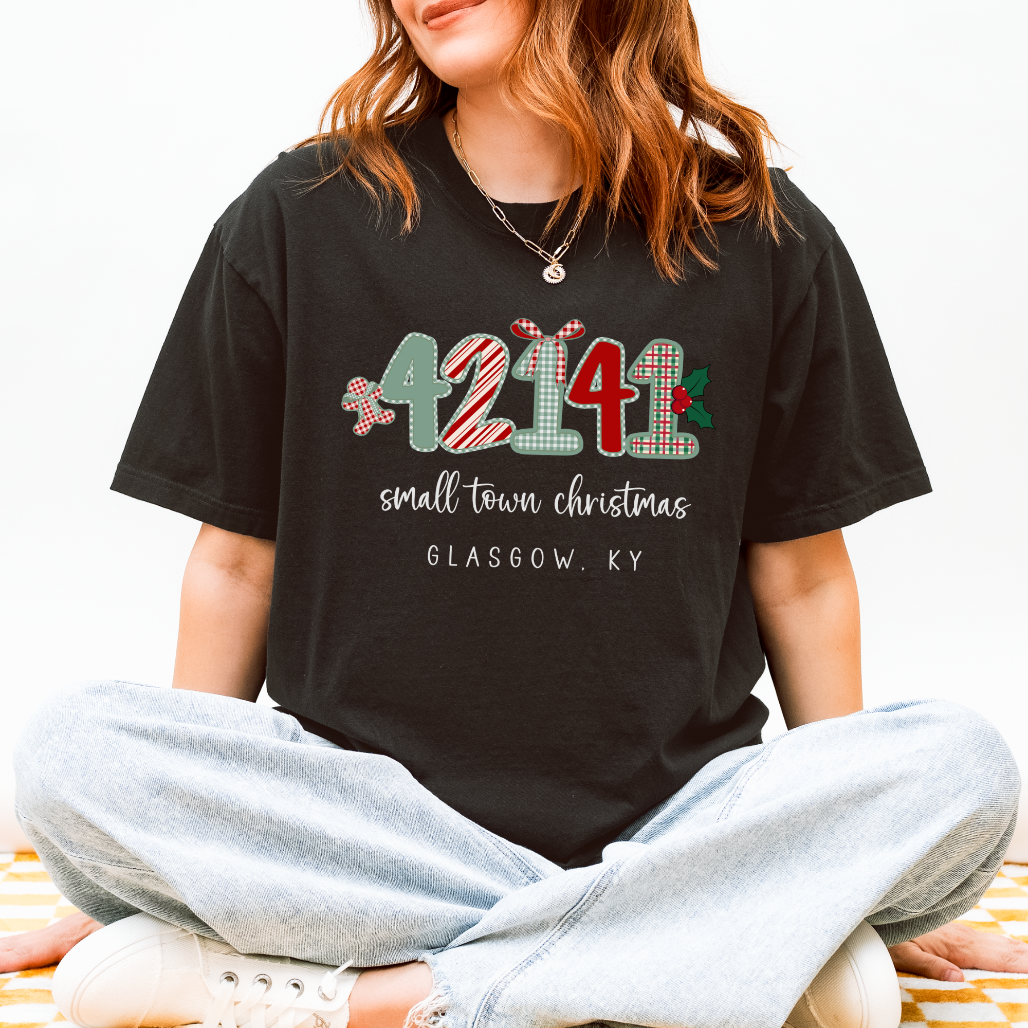 Scripted Pearl - Wholesale Screen Printed T-Shirt - Women's - Custom Zip Code Small Town Christmas Comfort Colors T Shirt9