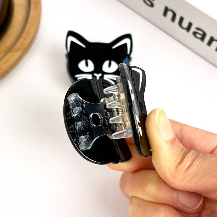 TheDivaSoap - Wholesale Hair Clip - Women's - Eye-rolling Cat Claw Clip, Black Cat Hair Clip4
