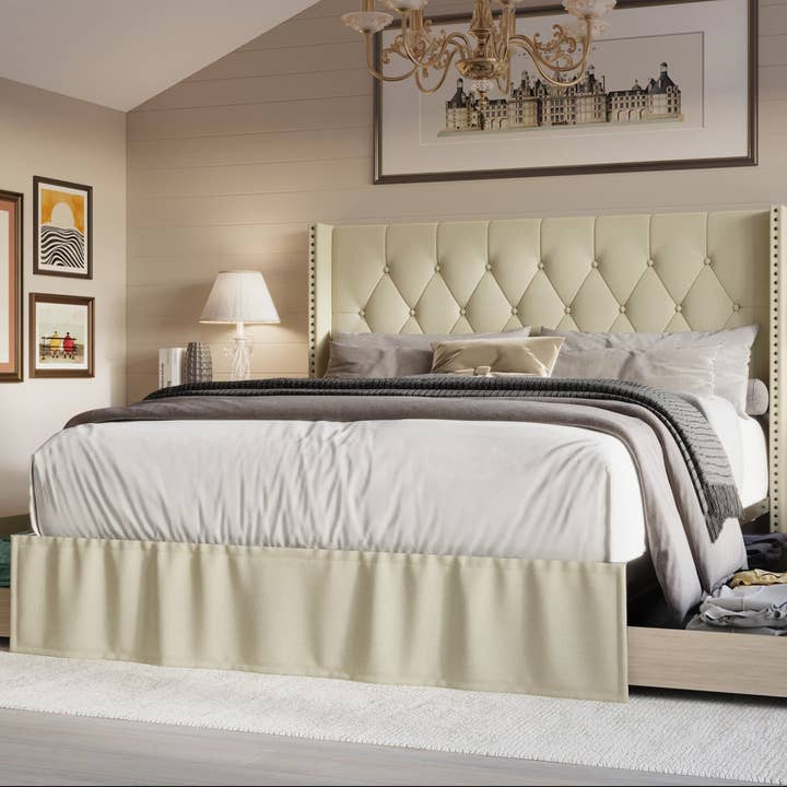 Home Design - Wholesale Bed - Home Design Andrea Upholstered Storage Panel Bed Frame