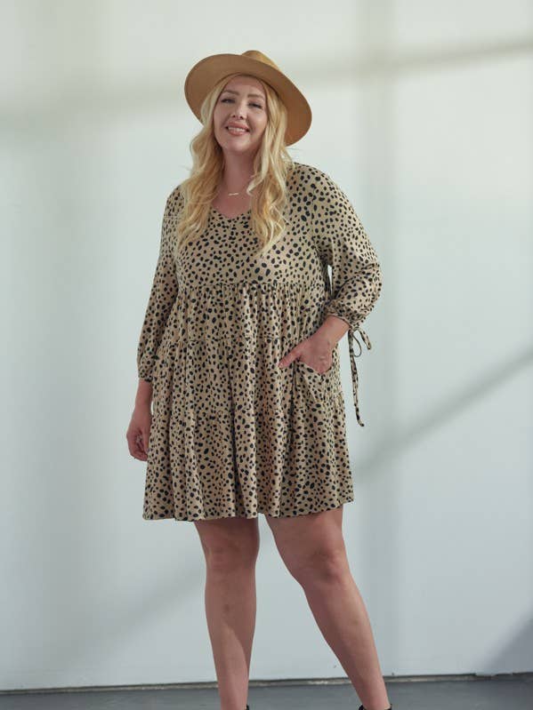 JADE BY JANE - Wholesale Dress - Women's - MID BUBBLE SLEEVE WITH BOW DETAIL DRESS - KRD4082-1