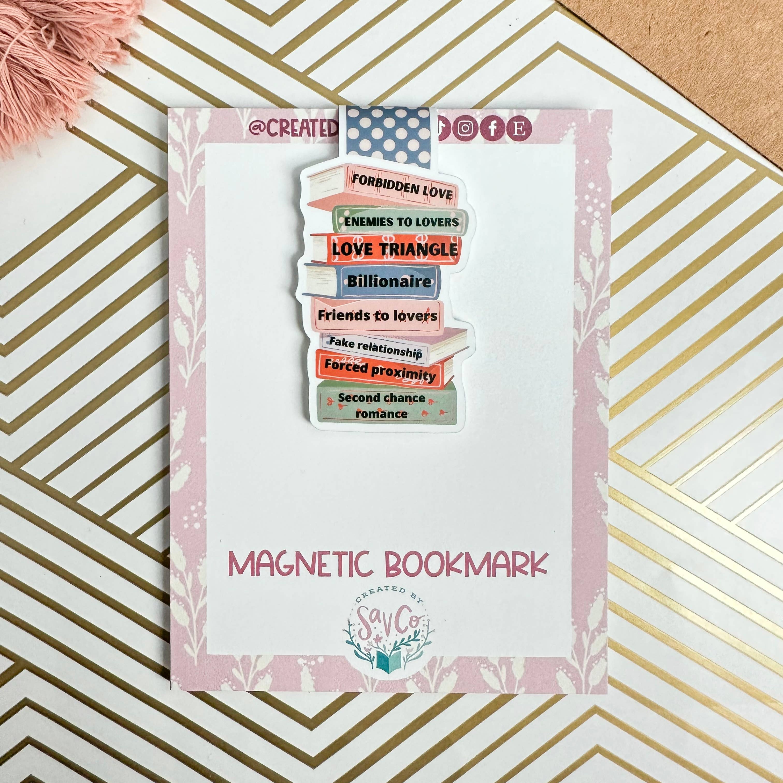 Created by Sav Co - Wholesale Bookmark - Romance Book Tropes Cute Magnetic Bookmark - Bookish