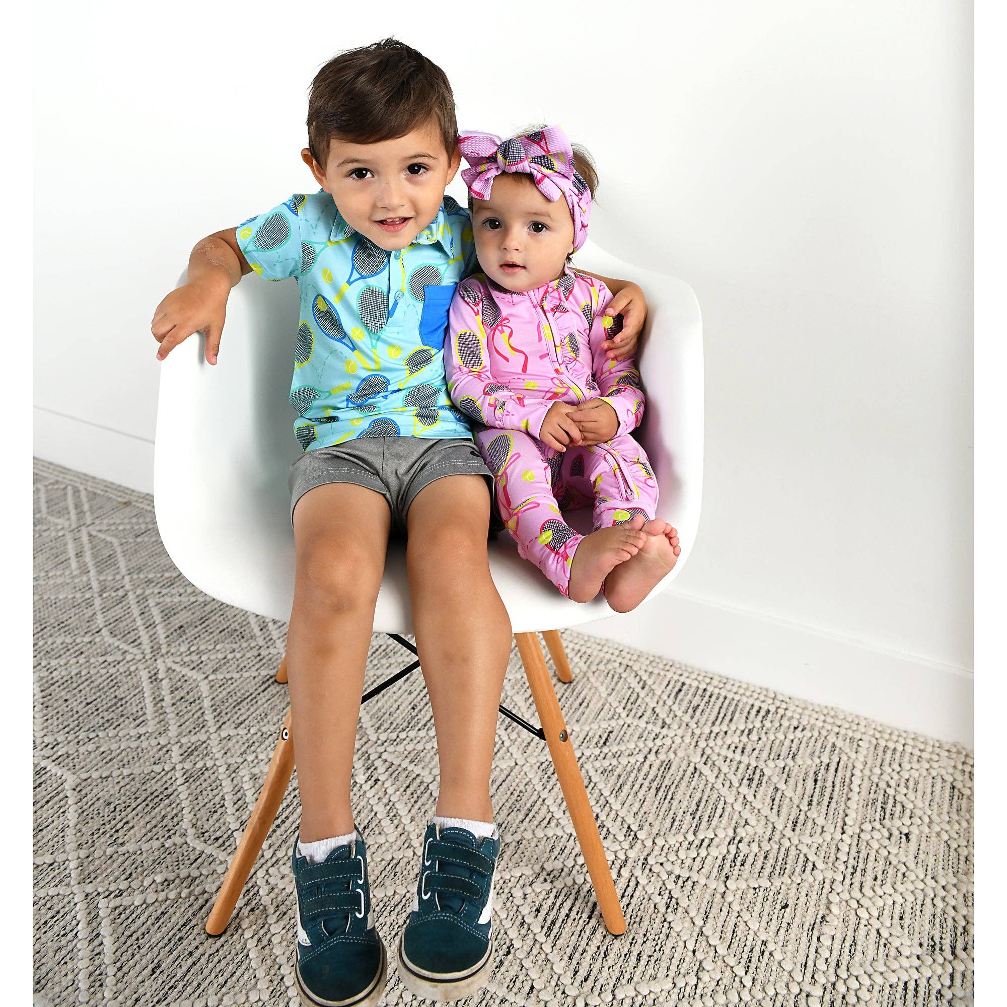 Gigi and Max - Wholesale Jumpsuit - Baby - Serena Pink Tennis Ruffle Zip Bamboo Baby Sleepies Kids 10