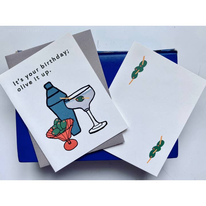 HEI LO CARDS - Wholesale Birthday Card - "Olive It Up" Martini Birthday Card3