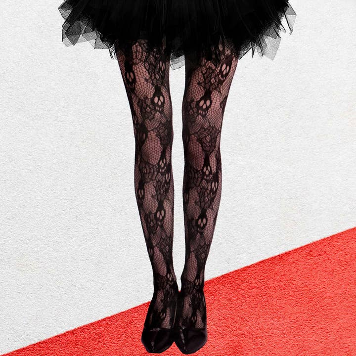 Sensibling Corp. - Wholesale Tights - Women's - Skull Halloween Costume Fishnet Tights