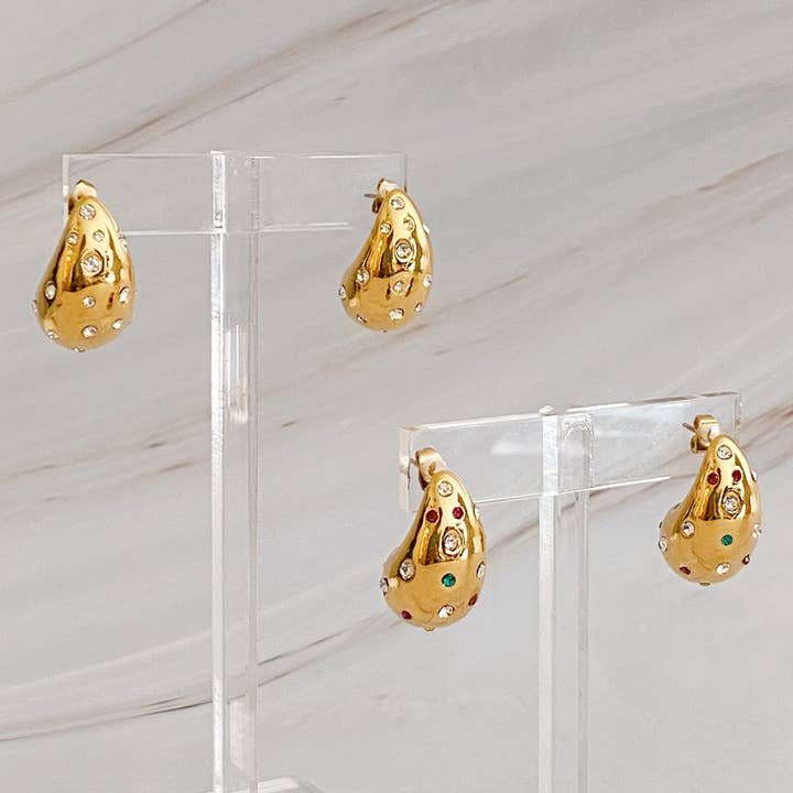 Ellison+Young - Wholesale Stud/Post Earrings - So Chic Jeweled Teardrop Earrings