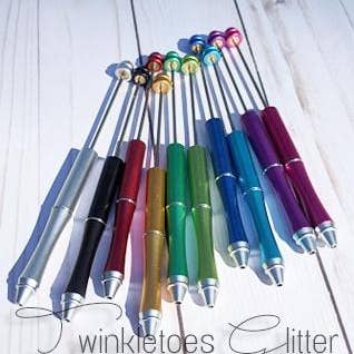 Twinkletoes Glitter - Wholesale Pen - Beadable Metal Pens ~ 28 Colors