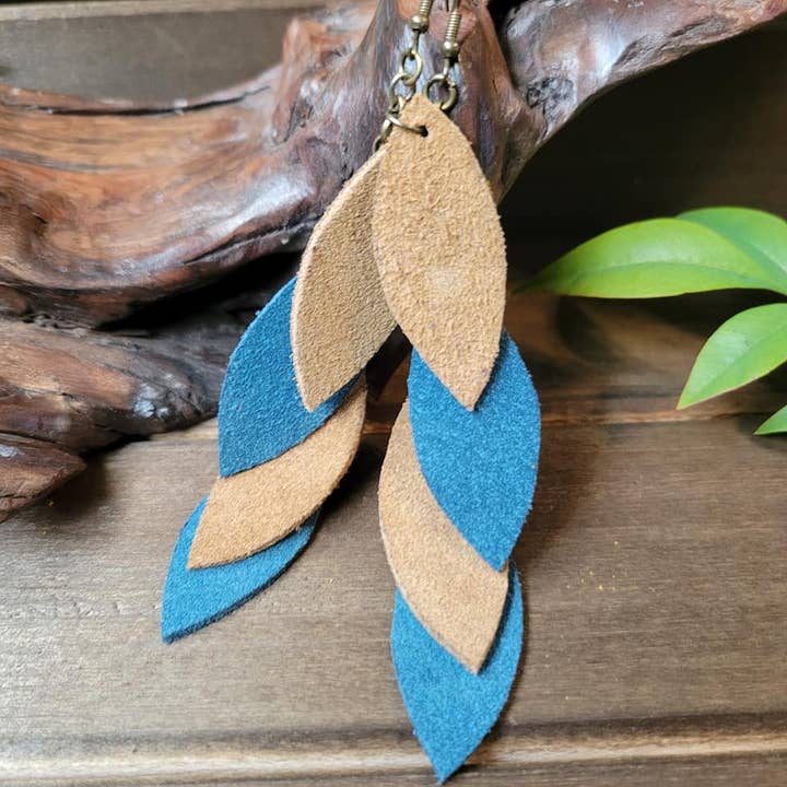 Falling Leaves Suede Leather Earrings for wholesale by Elskas Designs