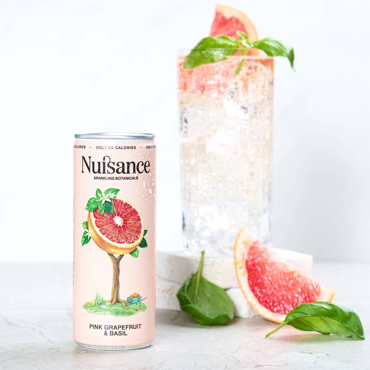 Nuisance Drinks – wholesale Soda/carbonated drink – Pink Grapefruit & Basil | Botanical Soft drinks: Zesty1