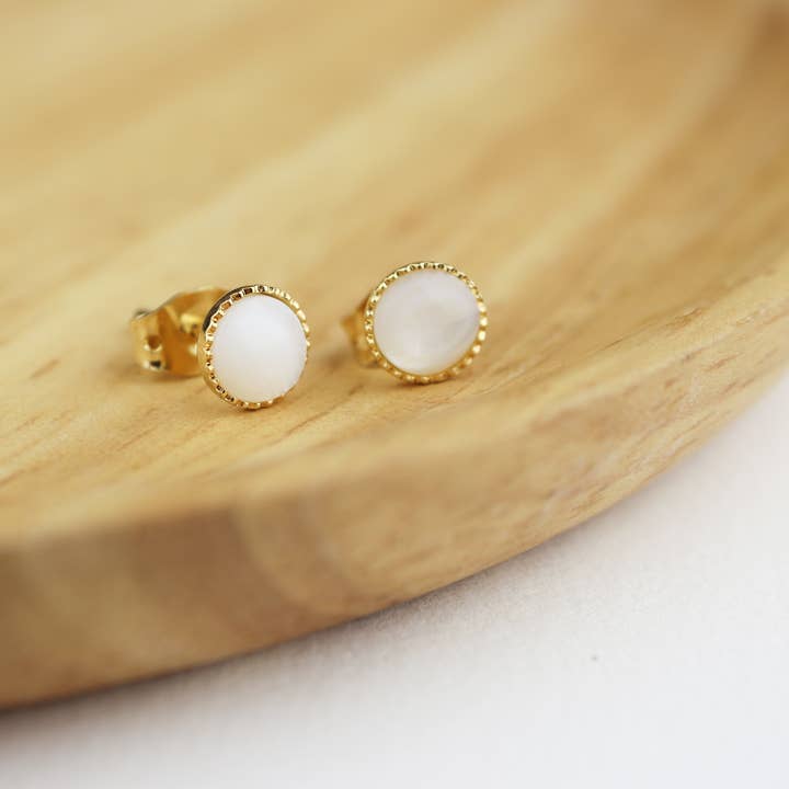Minalis - Wholesale Stud/Post Earrings - Earrings gilded with fine gold and natural stones4