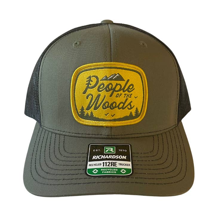 People of the Woods Outdoors Loden Black Recycled Trucker Hat for wholesale by People of the Woods