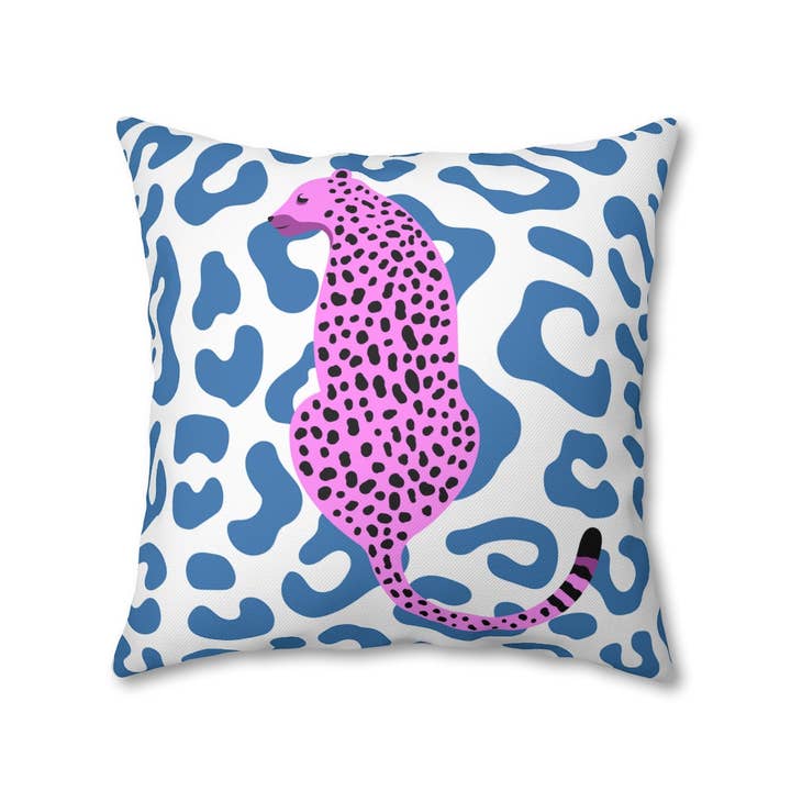 Pink Cheetah Pillow Case - Throw Pillow Cover - Grandmillennial Style for wholesale by Peccole House