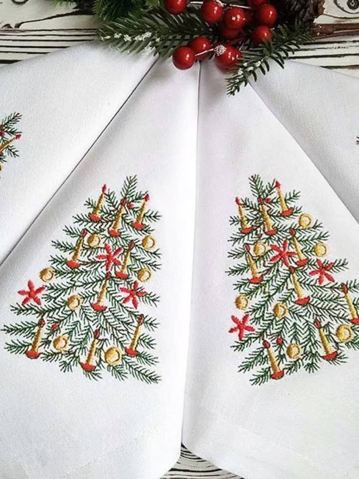 Embroidered Christmas Napkins Premium Quality 16x16'' for wholesale by Handmade Originals Ukraine