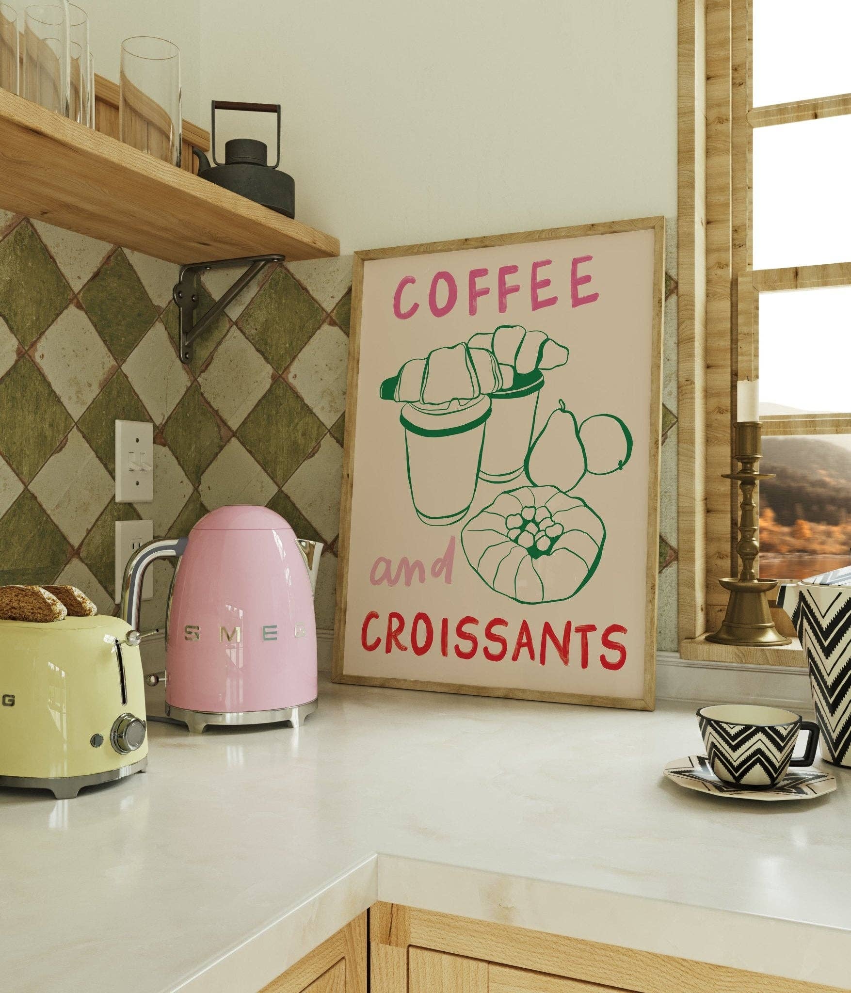 Moonshine Prints - Wholesale Art Print - Coffee & Croissants Kitchen Print1
