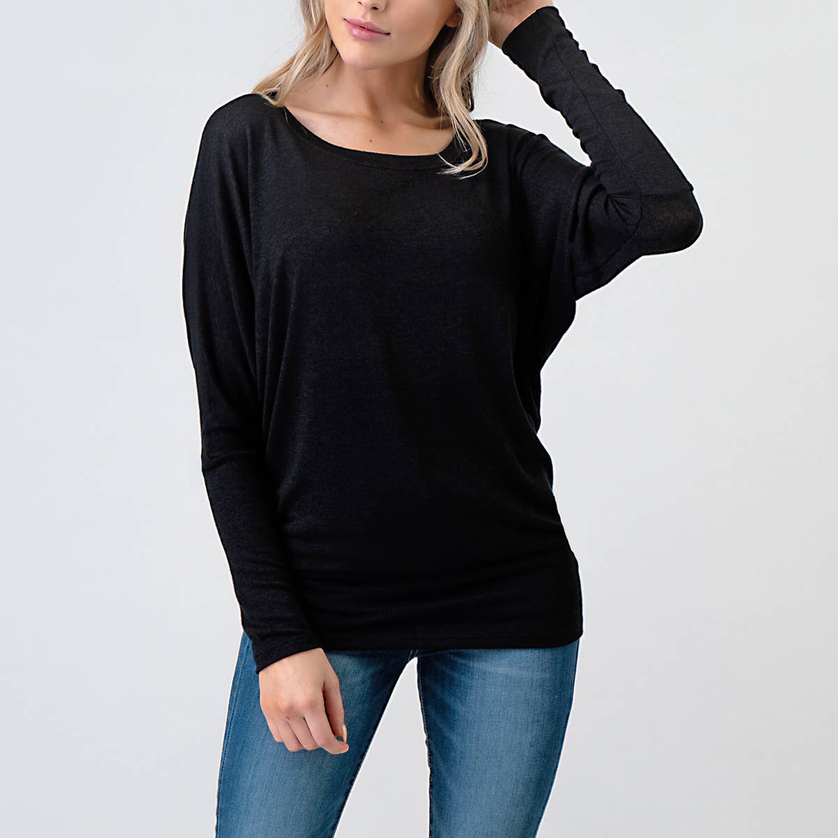 Heimious - Vente Haut en maille – femme - Haut en tricot Hacci à manches longues et col rond à manches Dolman, 270152