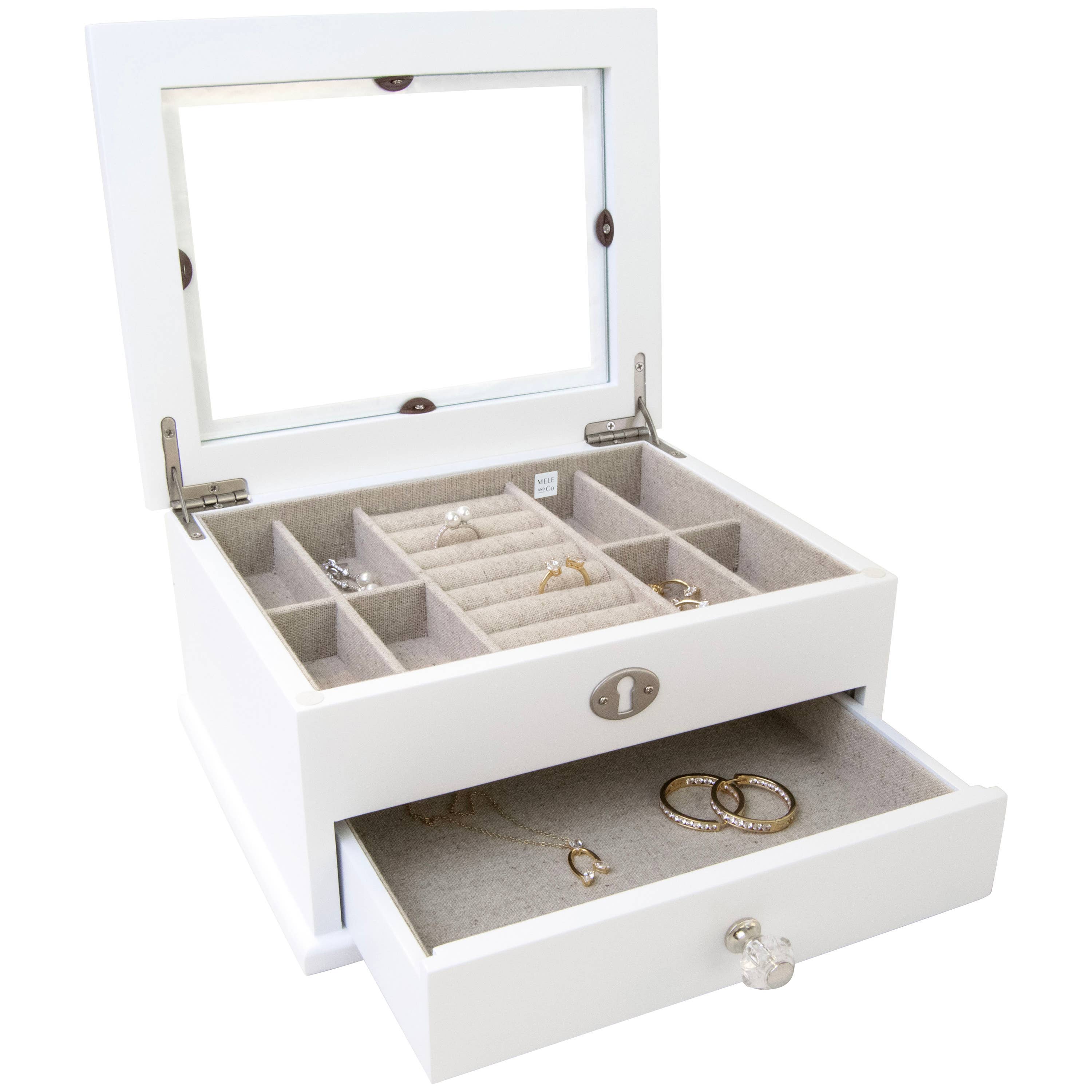 Mele and Co - Wholesale Jewelry Box/Organizer - Mele and Co Lili Glass Top Wooden Jewelry Box5