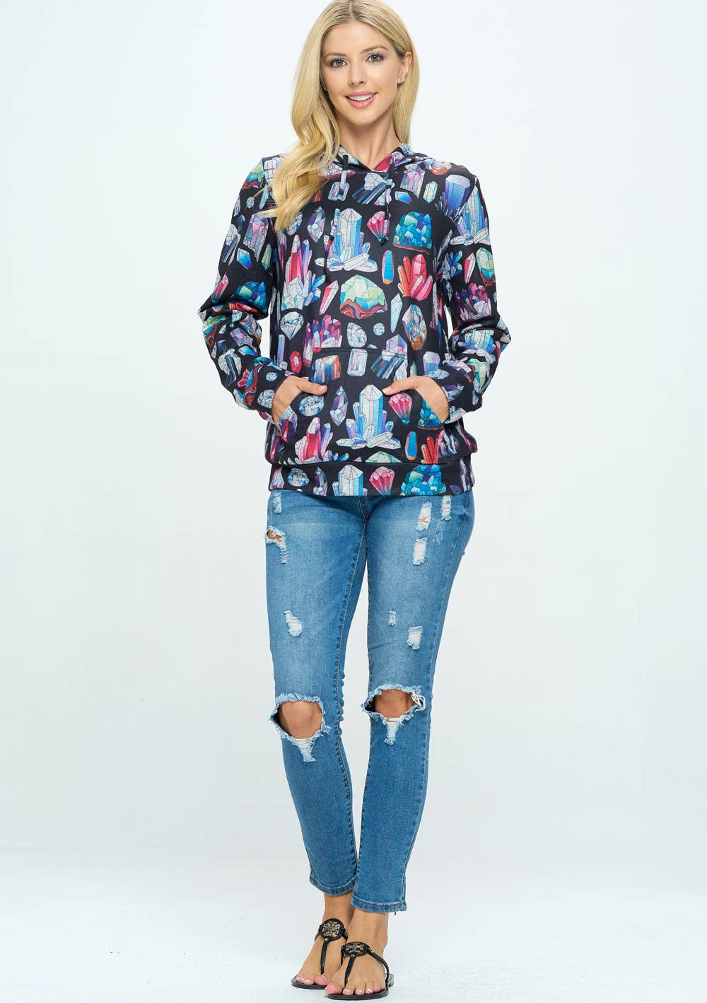LA Soul - Wholesale Hoodie - Women's - Crystal Print Hoodie With Pocket2