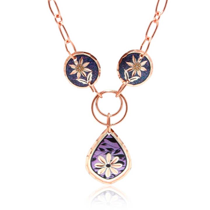 NM 01 PURPLE Daisy   Necklace for wholesale by COPPER ARTS INC.