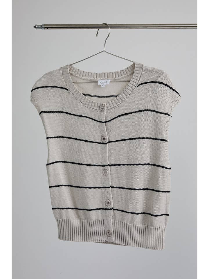 LE LIS - Vente Pull en maille – femme - TOP EN MAILLE SANS MANCHES À COL ROND ET BOUTONS DEVANT4