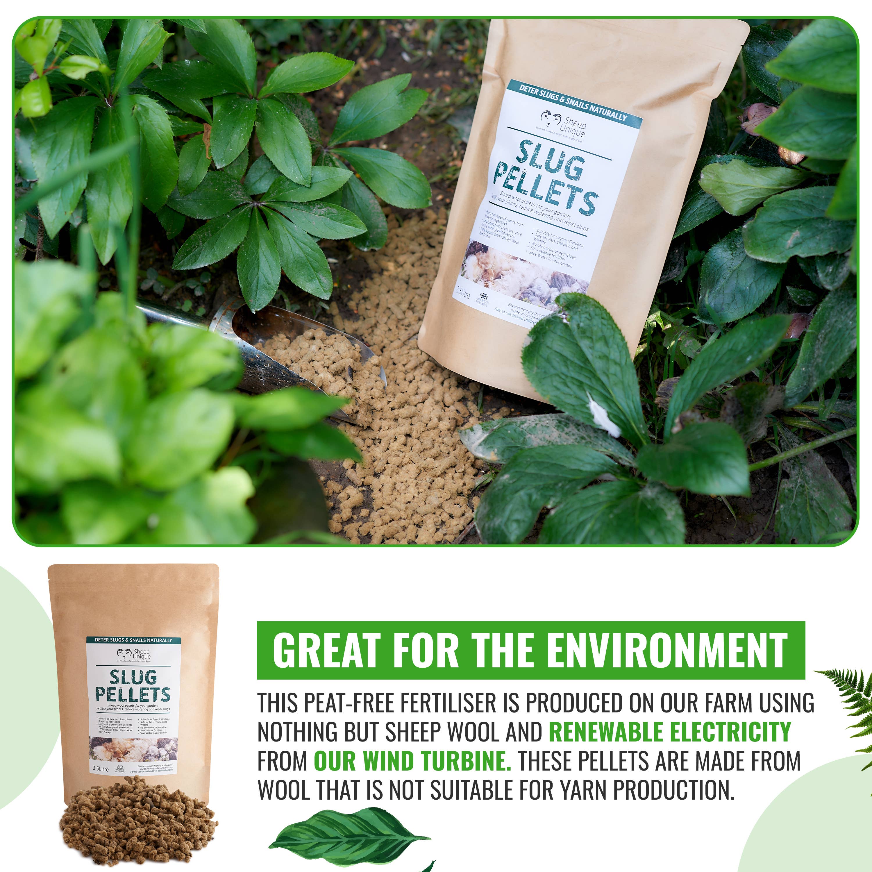 Sheep Unique - Wholesale Planting/potting soil - Slug Wool Pellets - 100% Wool, Pest Repellent, 3.5L / 7.3pts7