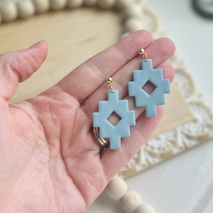 Courage & Calling - Wholesale Dangle Earrings - Aztec Dangles in Washed Denim