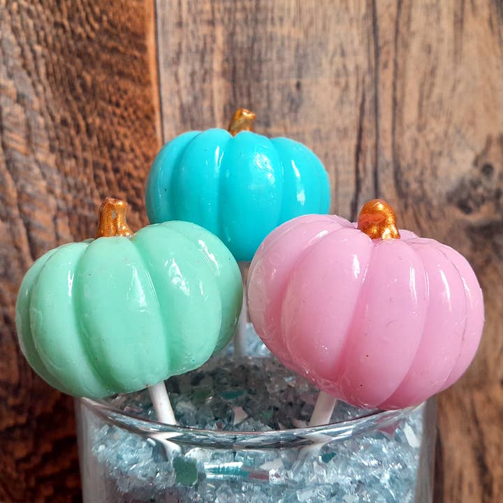 3D Pastel Pumpkin Lollipops, Halloween and Fall Candy for wholesale by Homespun Parties