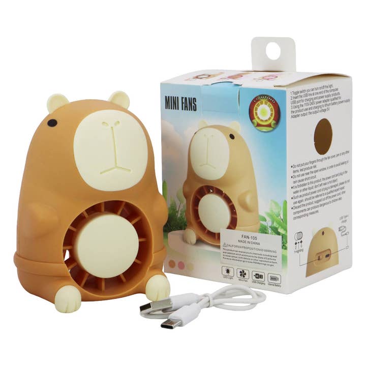 ASSORTI Ventilateur de bureau mini rechargeble Capybara avec veilleuse en vente sur Faire4