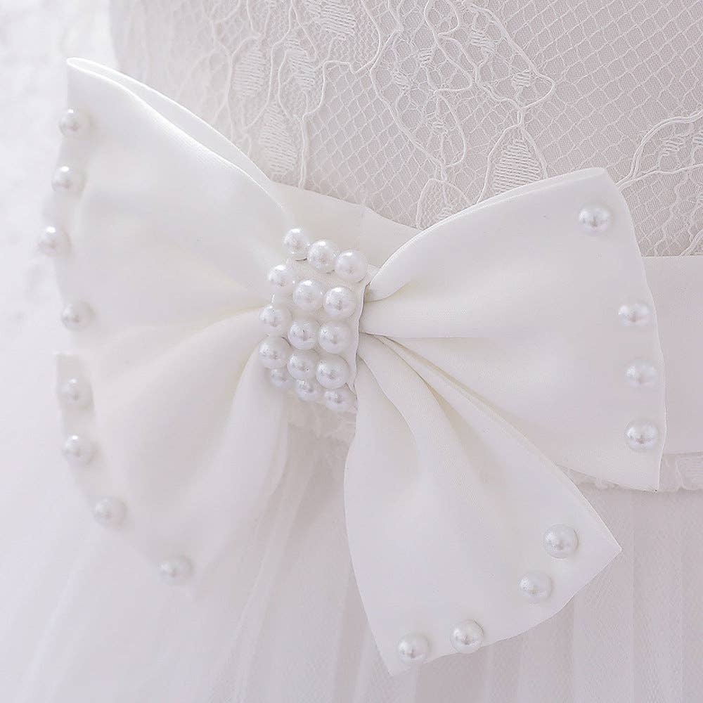 MyKids-USA® - Wholesale Dress - Baby - Baby Girl Bow Patched Design Long Sleeves Full Moon Christening Mesh Formal Dress20