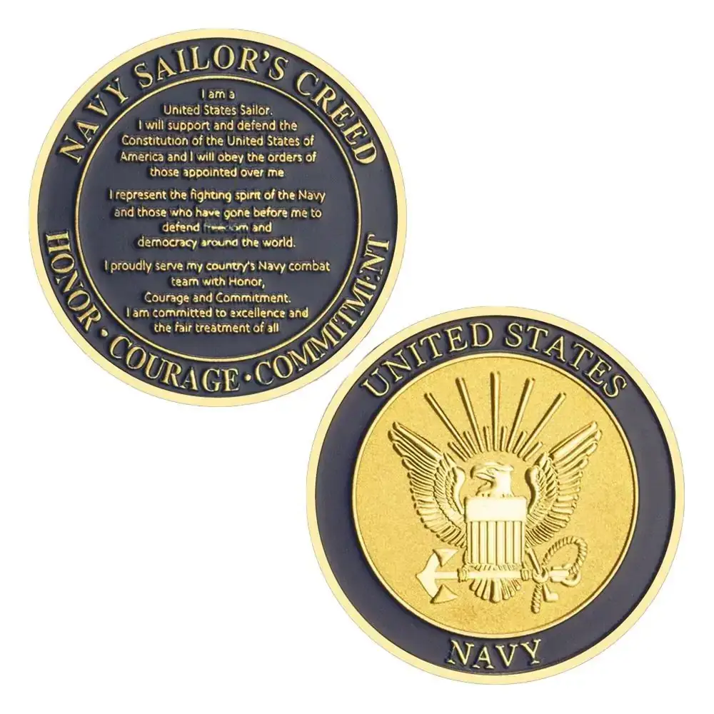 Blinkee.com, LLC - Vendita all'ingrosso Moneta/gettone ricordo - Moneta commemorativa americana Navy Sailors Creed, placcata in oro5