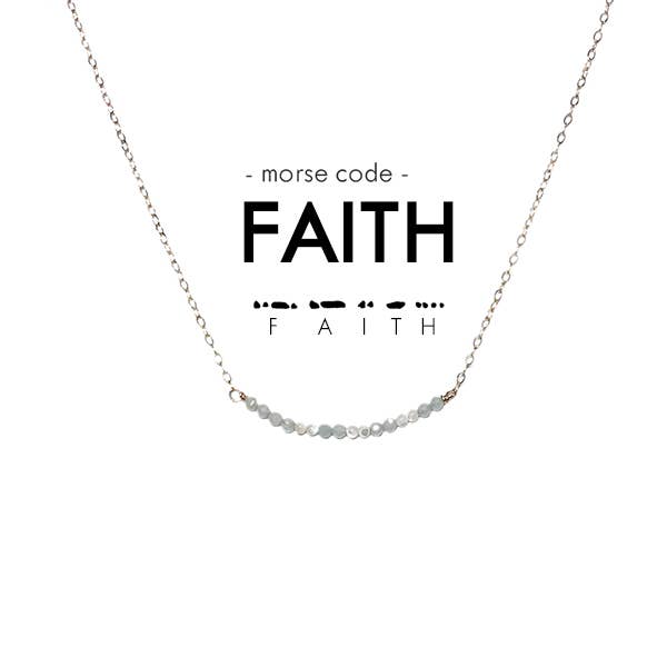 Morse Code Dainty Stone Necklace // Faith for wholesale by ETHICGOODS