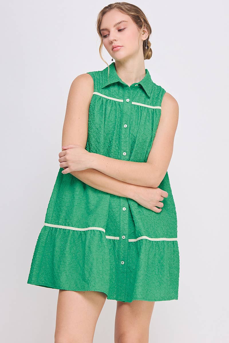 AIBLEE - Venta al por mayor Vestido - Mujer - Vestido mini de vuelo abotonado - Sin mangas13