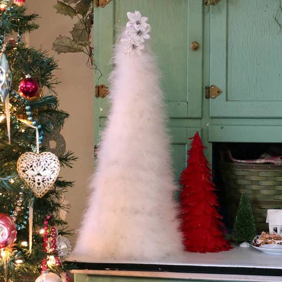 Zucker Feather Products - Wholesale Christmas Decoration - Marabou Feather Tree 24" - White