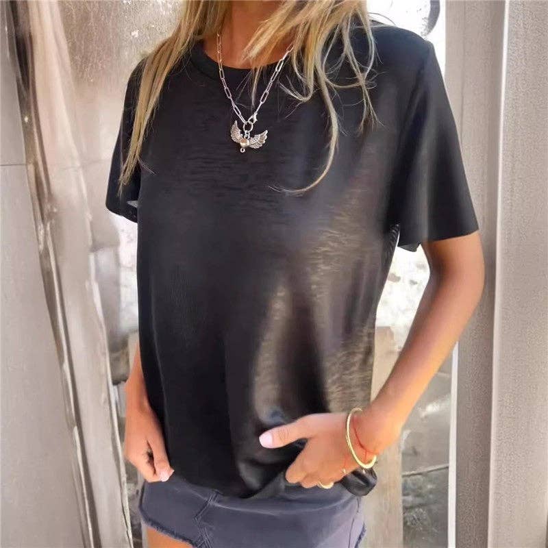 UZ Wholesale Store - Wholesale T-shirt (Zonder tekening) - Dames - Relaxed-fit T-shirt met korte raglanmouwen en ronde hals0