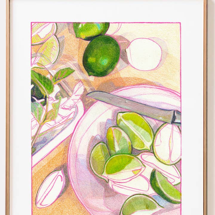 "Limes" Citrus Giclee Wall Art Print for wholesale by Anissa Riviere Art and Prints