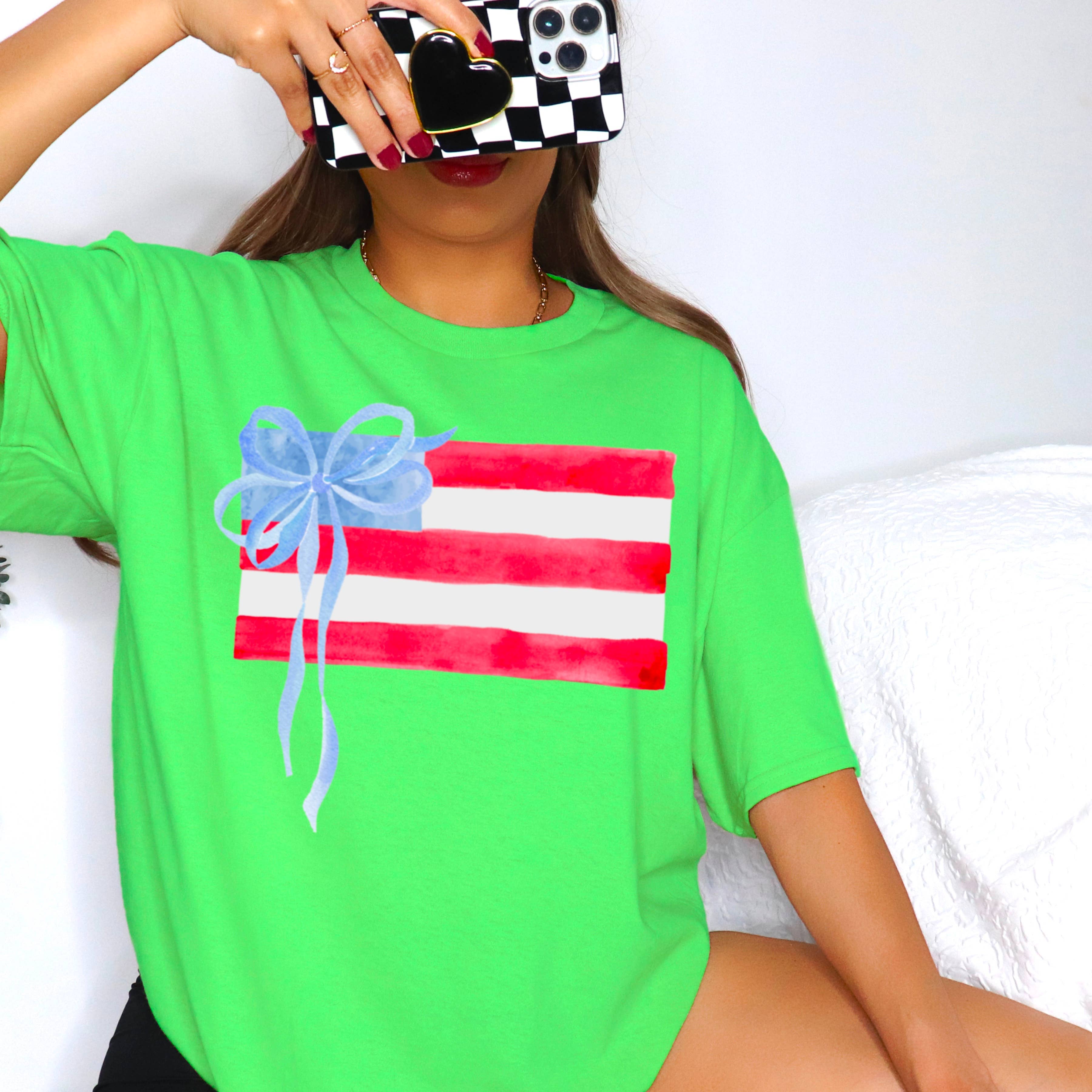 Shoppe SHC – wholesale T-shirt (graphic) – women's – Coquette American Flag | July 4th Graphic Tee | Gildan16