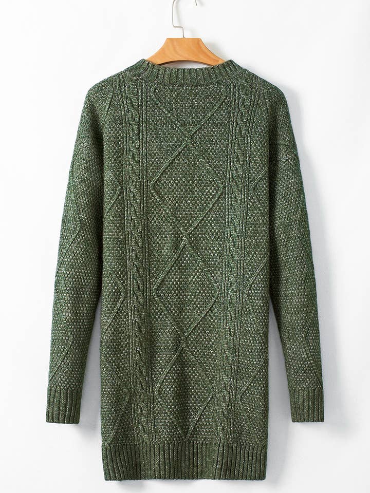 Aapparella - Wholesale Dress - Women's - Grace Cable Knit Loose Fit Knit Sweater Dress | S-3XL