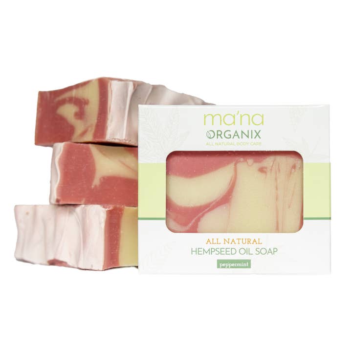 All Natural Hempseed Oil & Peppermint Soap Bar (6 oz.) for wholesale by MA'NA ORGANIX