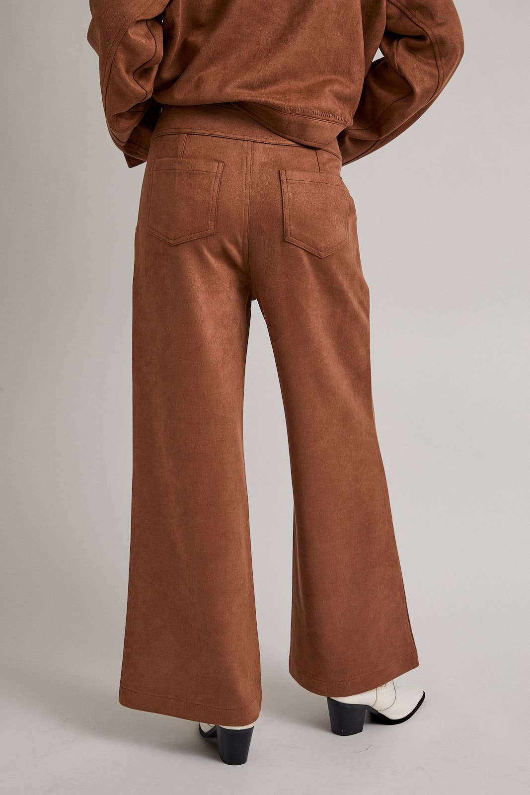Brown SUEDE PANTS WITH BRAIDED DETAIL for wholesale on Faire3