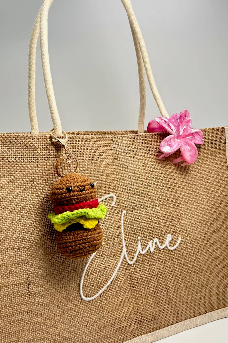 Camel Grigri bag accessories and Burger keychain PC022HZ for wholesale on Faire1