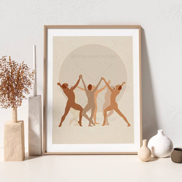 Dancers Sun Art Print Arte de pared Sun Dancers Print para venta al por mayor de Onesweetorange