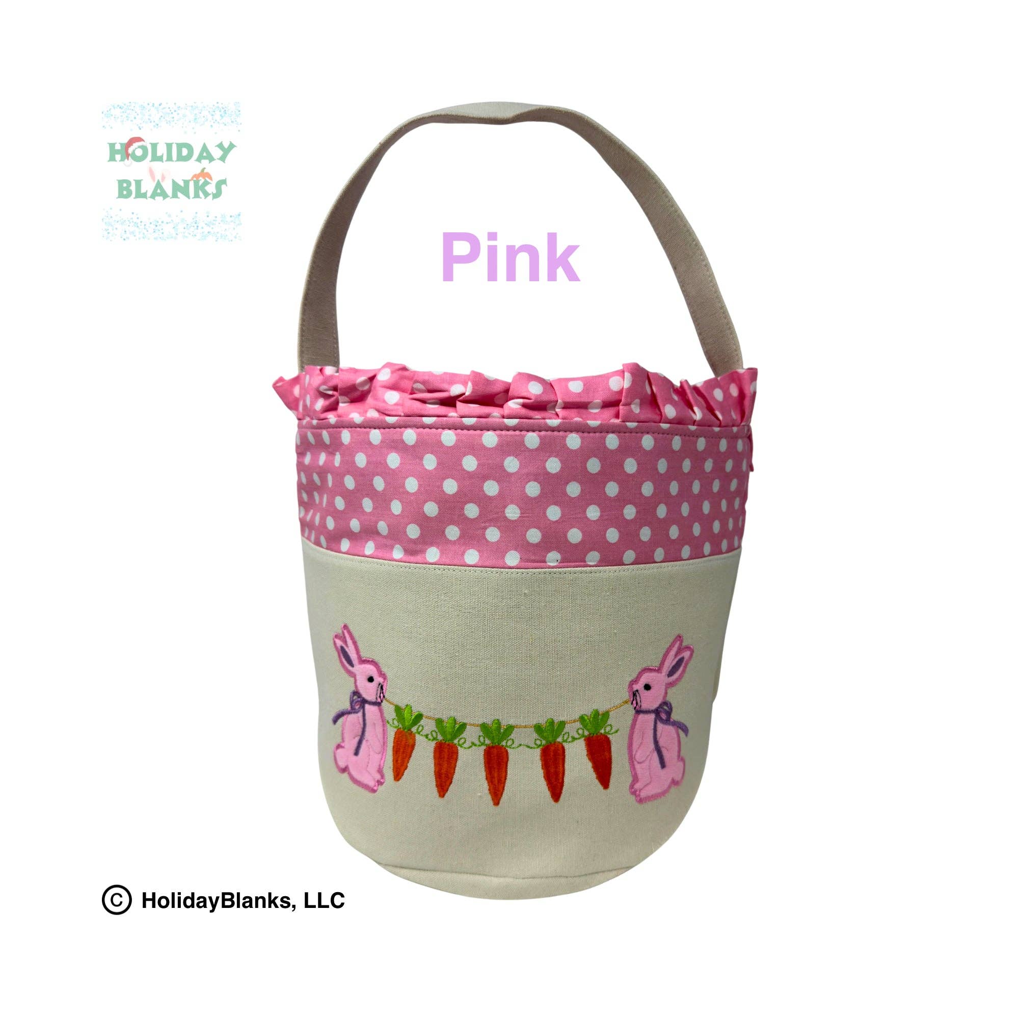 Holiday Blanks - Wholesale Basket - Kids & Baby - Easter Bunny and Carrot Applique Basket Embroidery Blank3