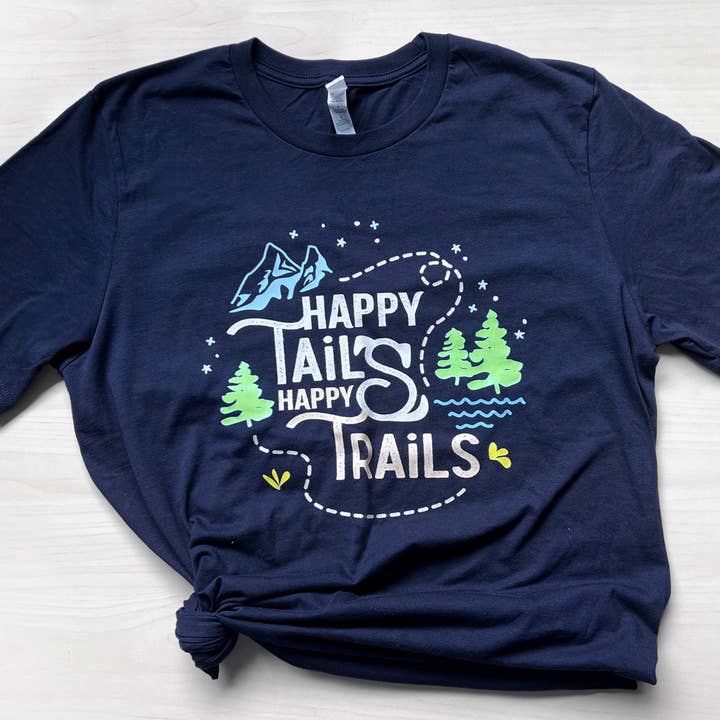 Poppy & Lou - Wholesale Screen Printed T-Shirt - Women's - Happy Tails. Happy Trails. Dog T-Shirt, Customizable
